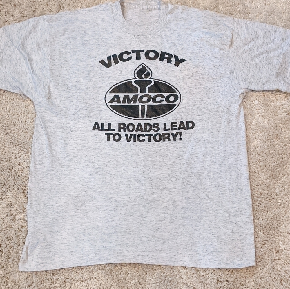 VINTAGE 1980s AMOCO Victory, All Roads Lead to Victory T-shirt Large